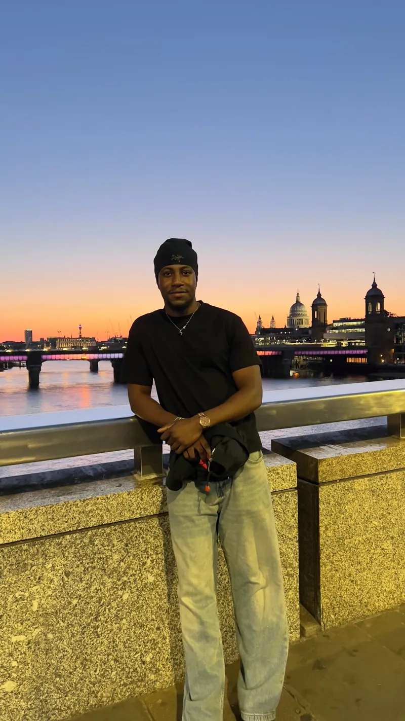 Joseph on London Bridge at sunset